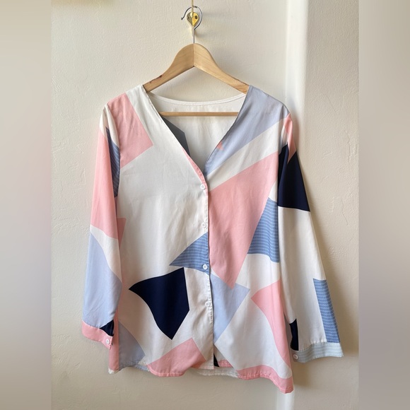 Abstract Patterned Button Down Shirt - Picture 1 of 5